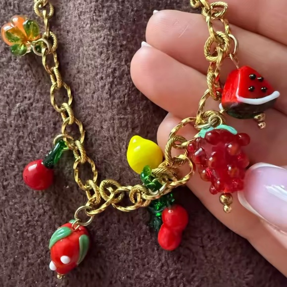 Fruit Charm 18K Gold Stainless Steel Waterproof Necklace - Picture 8 of 10